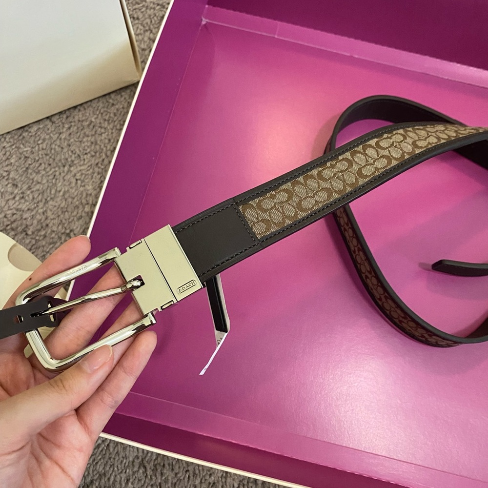 Coach brown logo belt